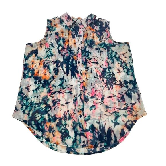 10/$25🦋 Liz Claiborne Cream Floral Sleeveless Button Down - Size PM - Picture 6 of 10